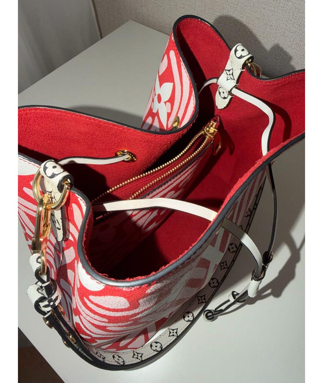 LOUIS VUITTON Красная кожаная сумка тоут, фото 4