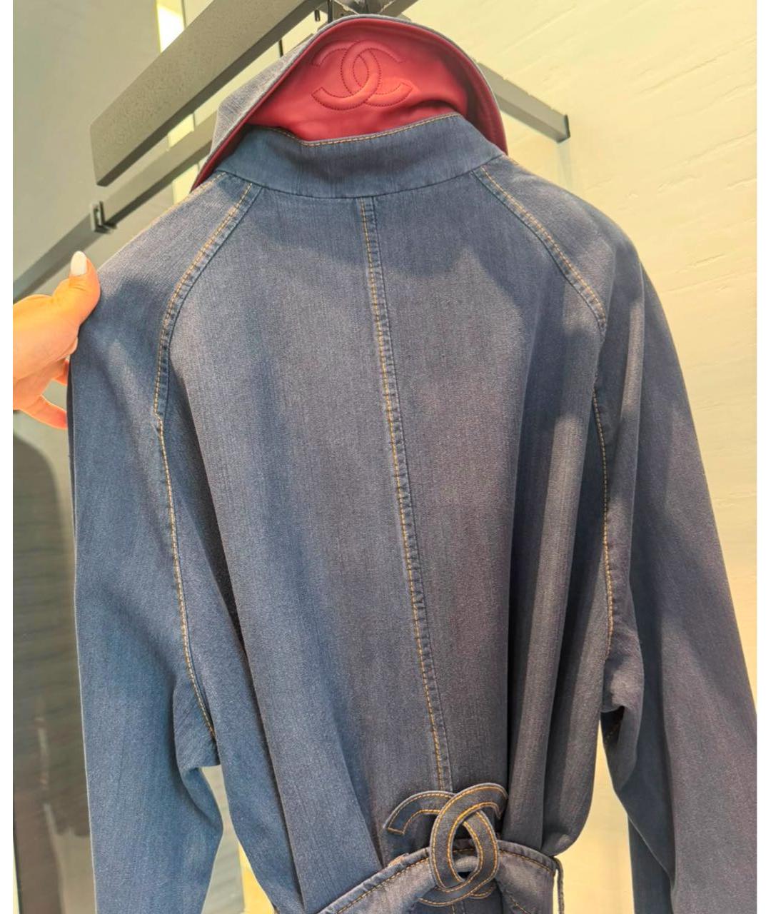 CHANEL Темно-синий хлопковый тренч/плащ, фото 6