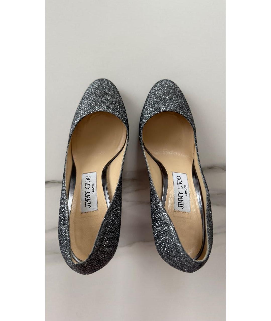 JIMMY CHOO Серебряные кожаные туфли, фото 3