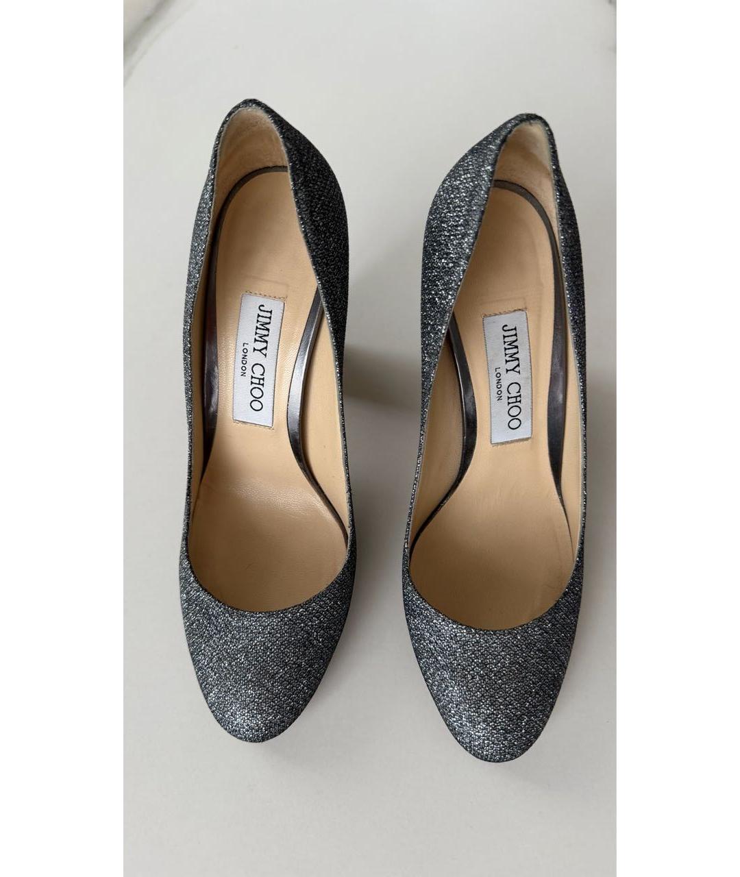JIMMY CHOO Серебряные кожаные туфли, фото 2