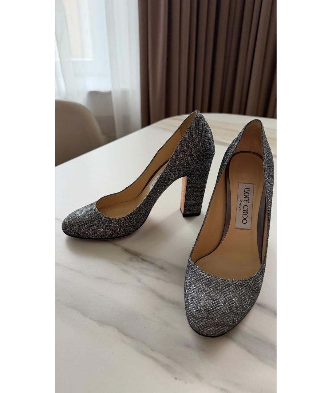 JIMMY CHOO Серебряные кожаные туфли, фото 7