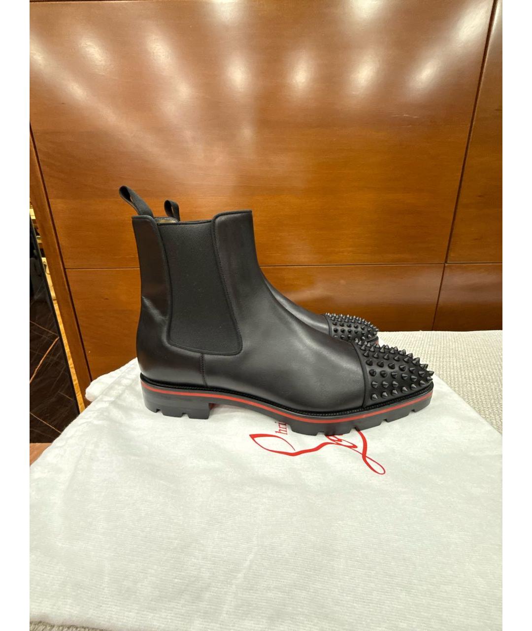 CHRISTIAN LOUBOUTIN Черные кожаные высокие ботинки, фото 5