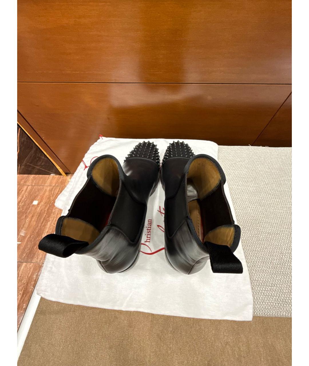 CHRISTIAN LOUBOUTIN Черные кожаные высокие ботинки, фото 3