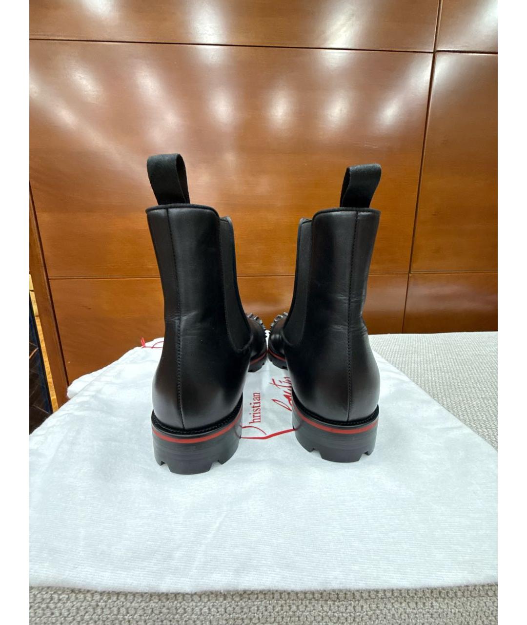 CHRISTIAN LOUBOUTIN Черные кожаные высокие ботинки, фото 4