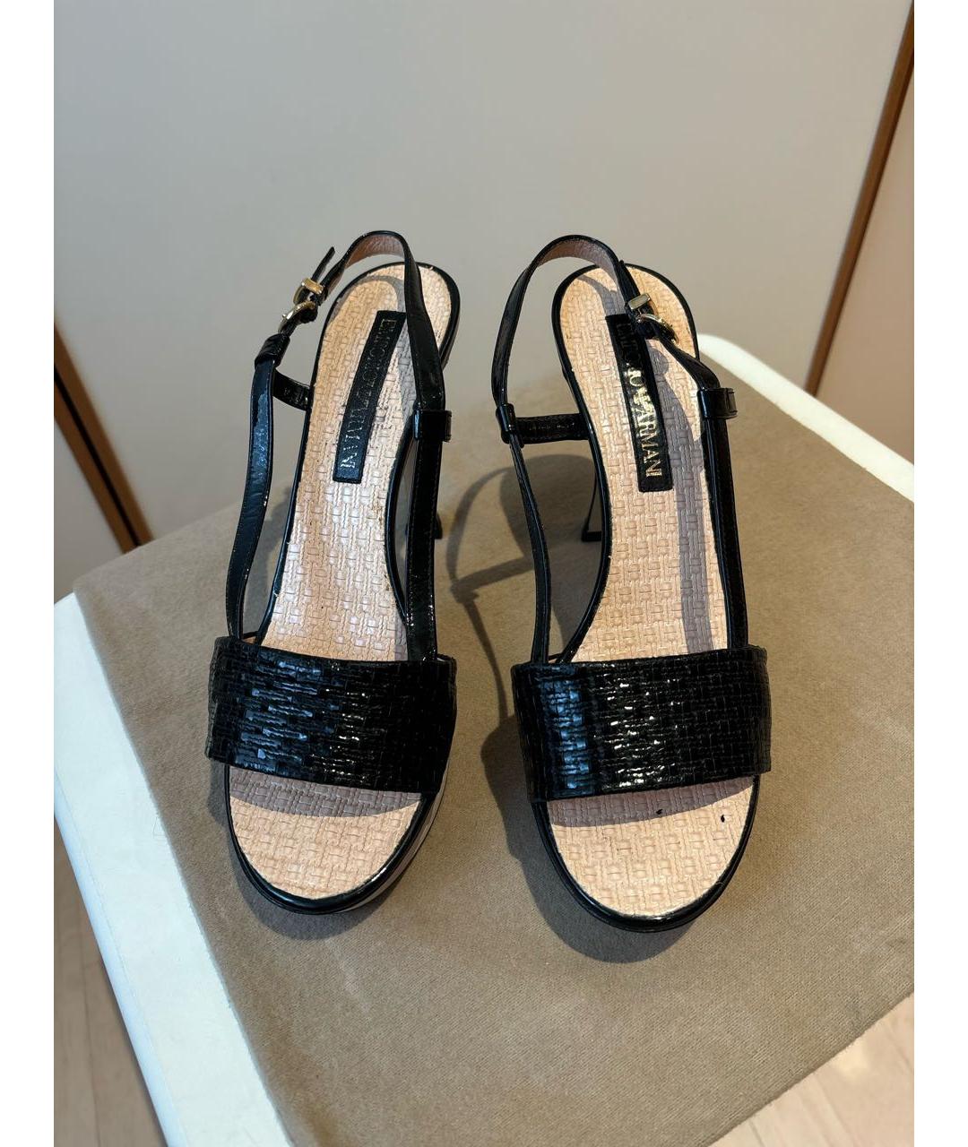 EMPORIO ARMANI Черные кожаные босоножки, фото 2