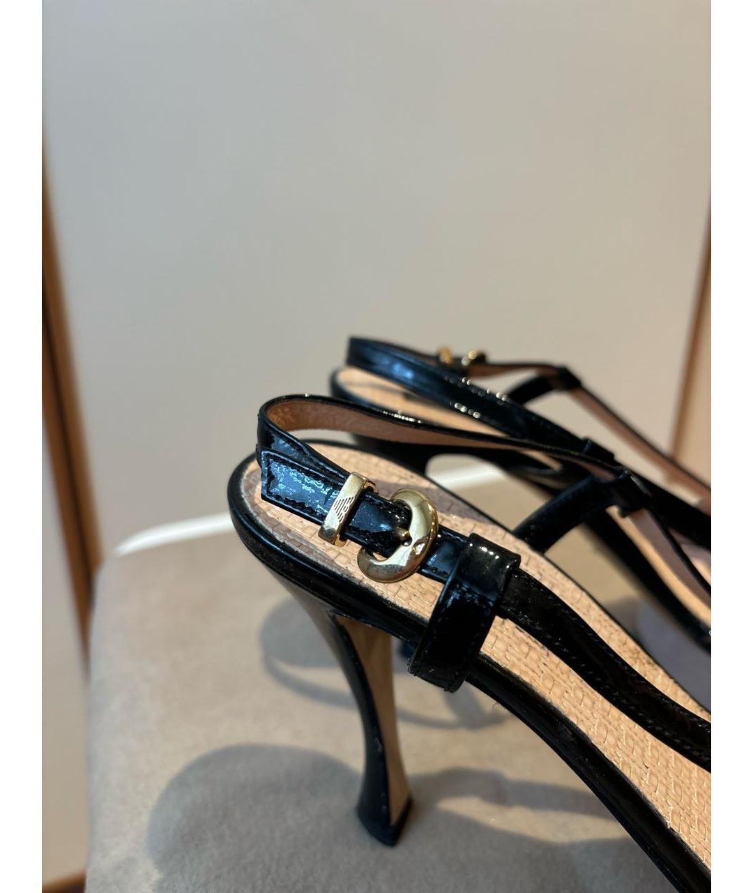 EMPORIO ARMANI Черные кожаные босоножки, фото 6