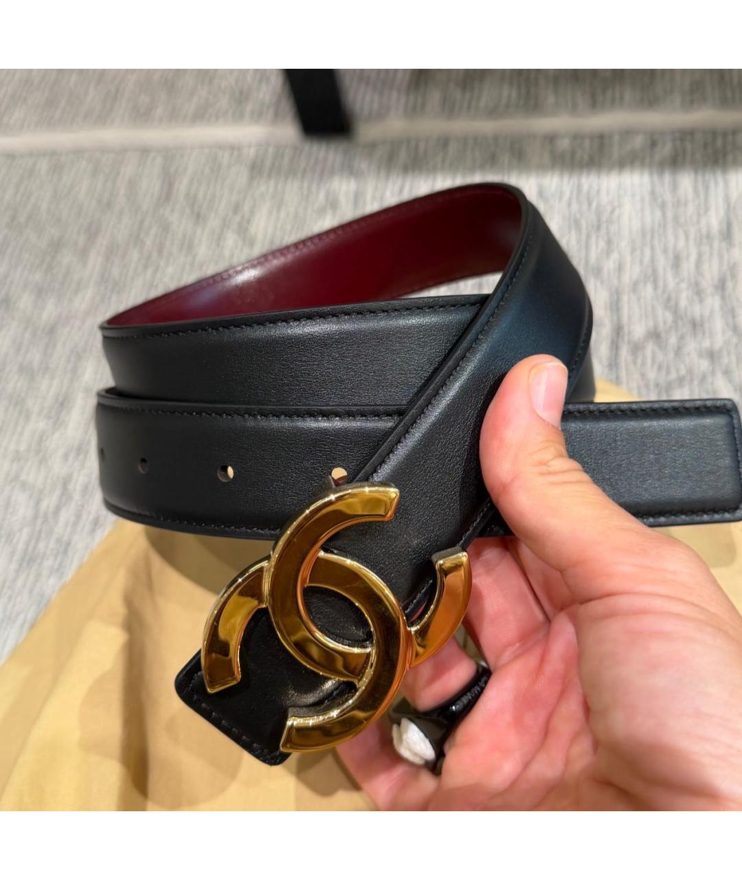 CHANEL Черный кожаный ремень, фото 2
