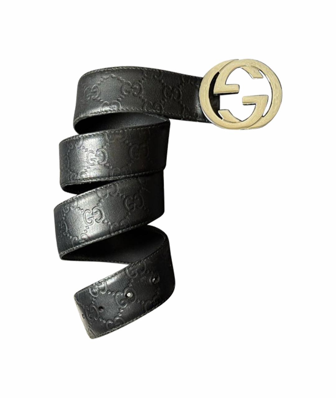 GUCCI Черный кожаный ремень, фото 1