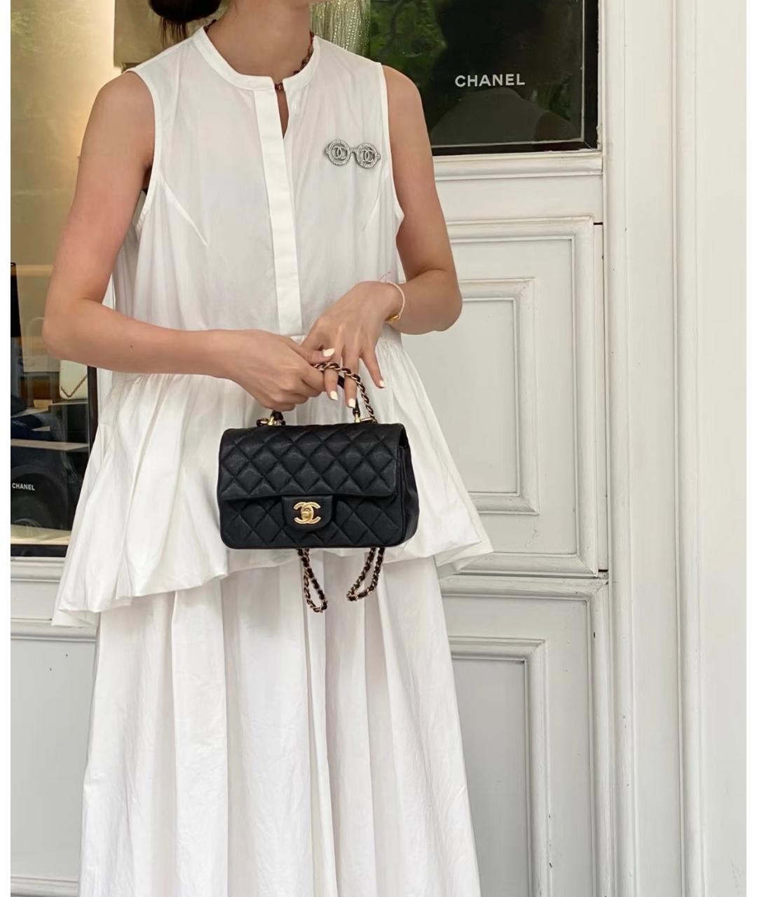 CHANEL Черная кожаная сумка с короткими ручками, фото 9
