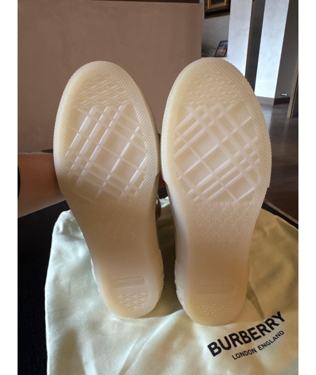 BURBERRY Бежевые текстильные высокие кроссовки / кеды, фото 5