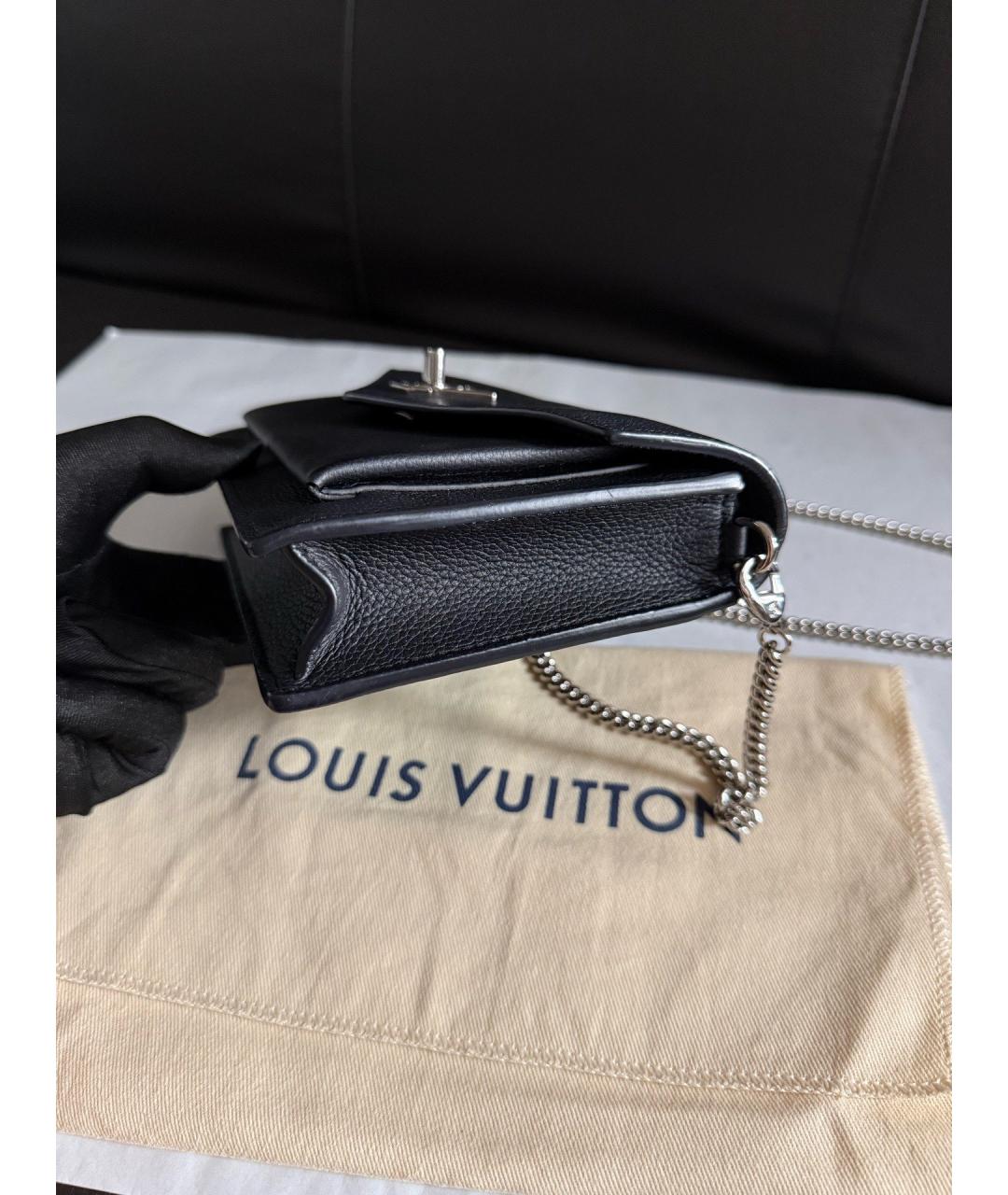 LOUIS VUITTON Черная кожаная сумка через плечо, фото 3