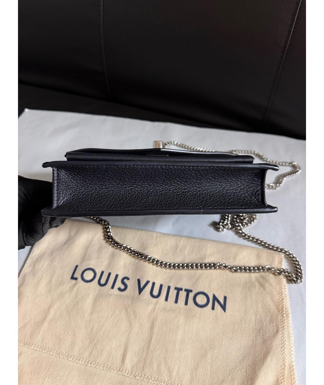 LOUIS VUITTON Черная кожаная сумка через плечо, фото 5