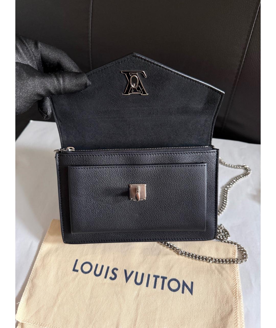 LOUIS VUITTON Черная кожаная сумка через плечо, фото 7