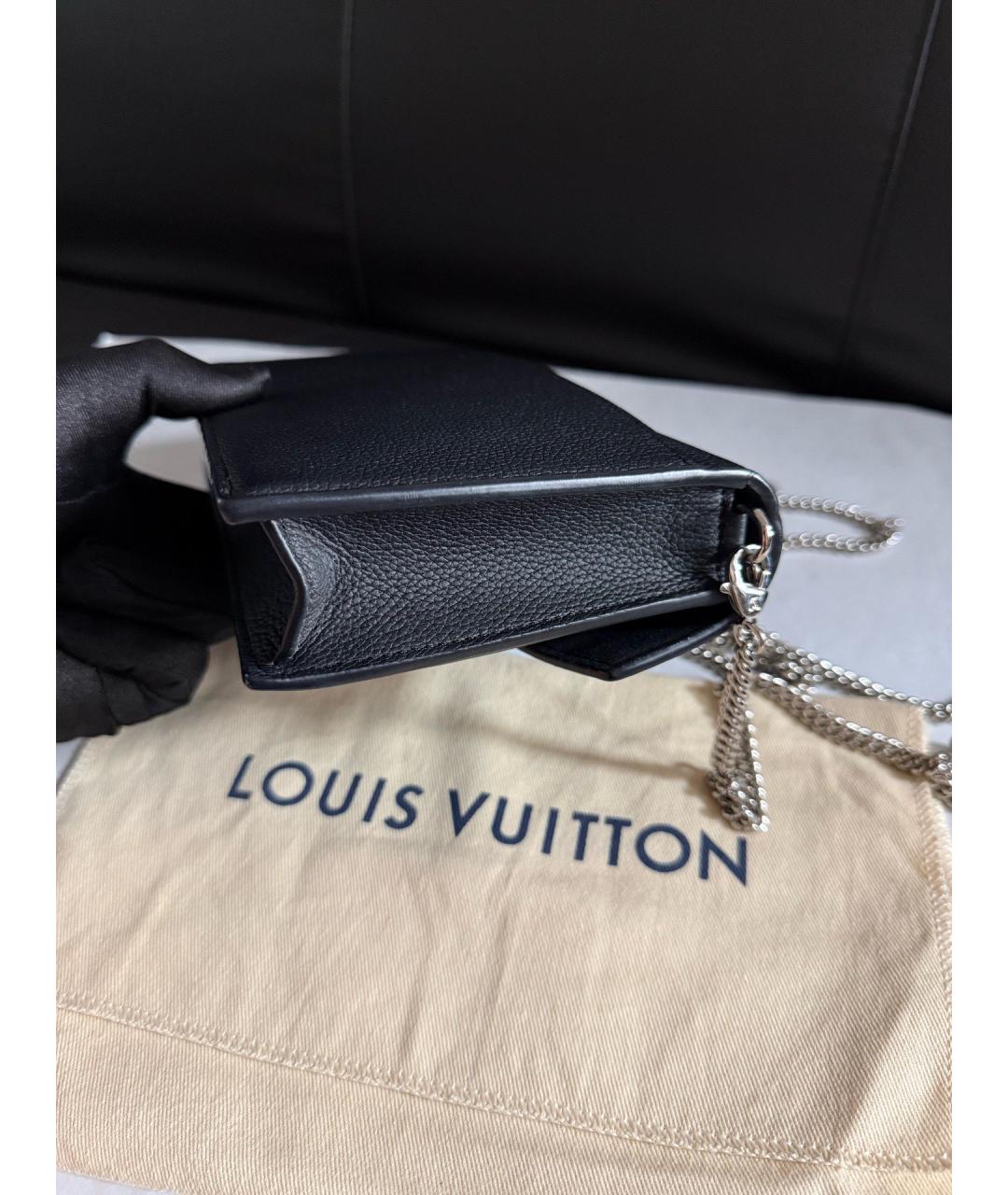 LOUIS VUITTON Черная кожаная сумка через плечо, фото 4