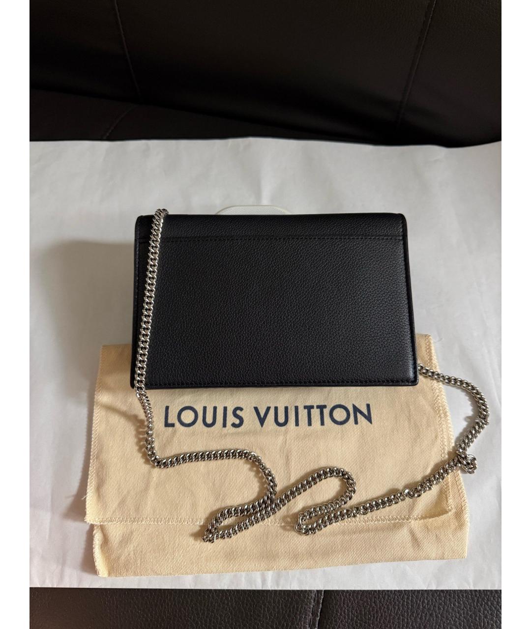 LOUIS VUITTON Черная кожаная сумка через плечо, фото 2