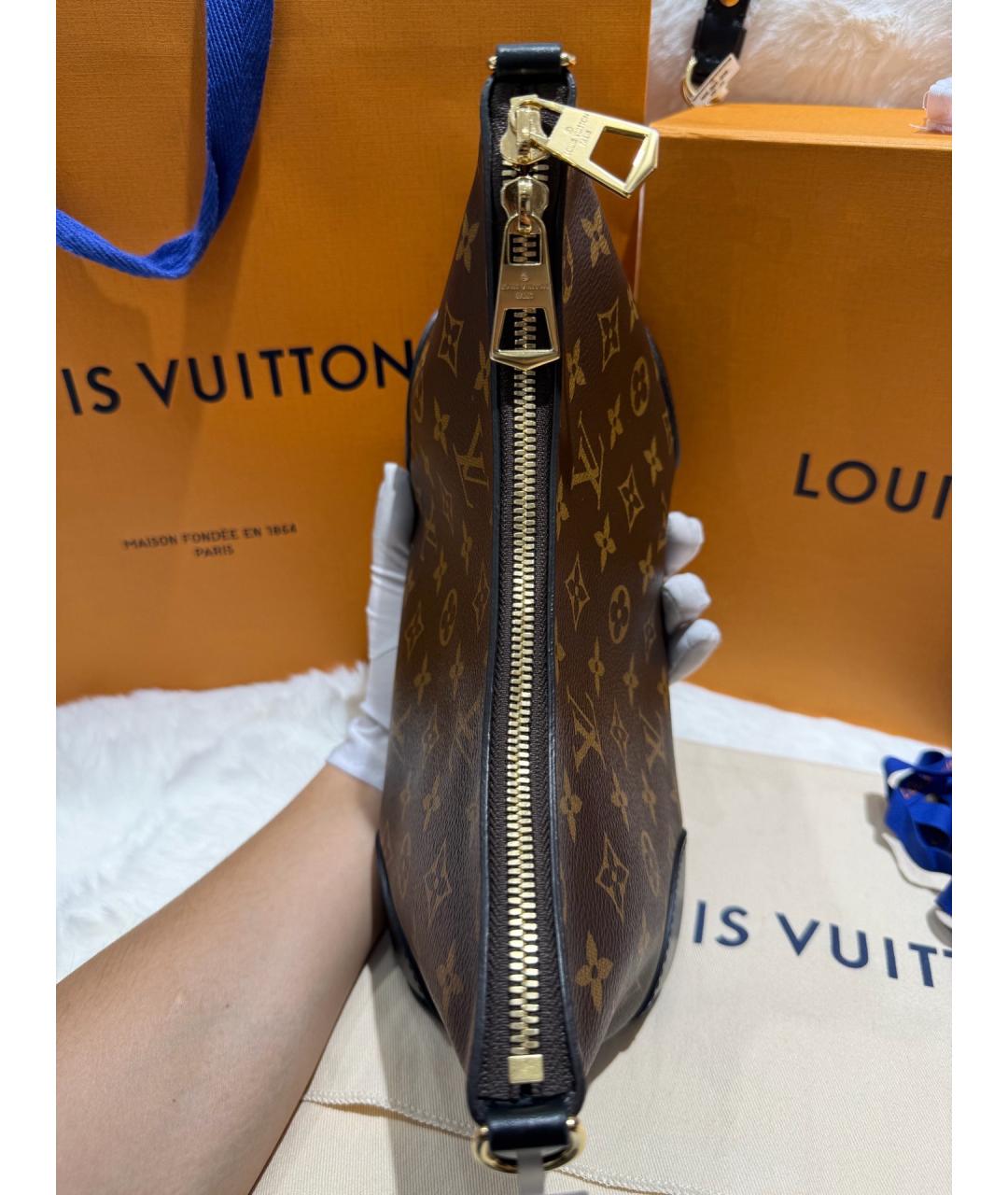 LOUIS VUITTON Коричневая деним сумка тоут, фото 4