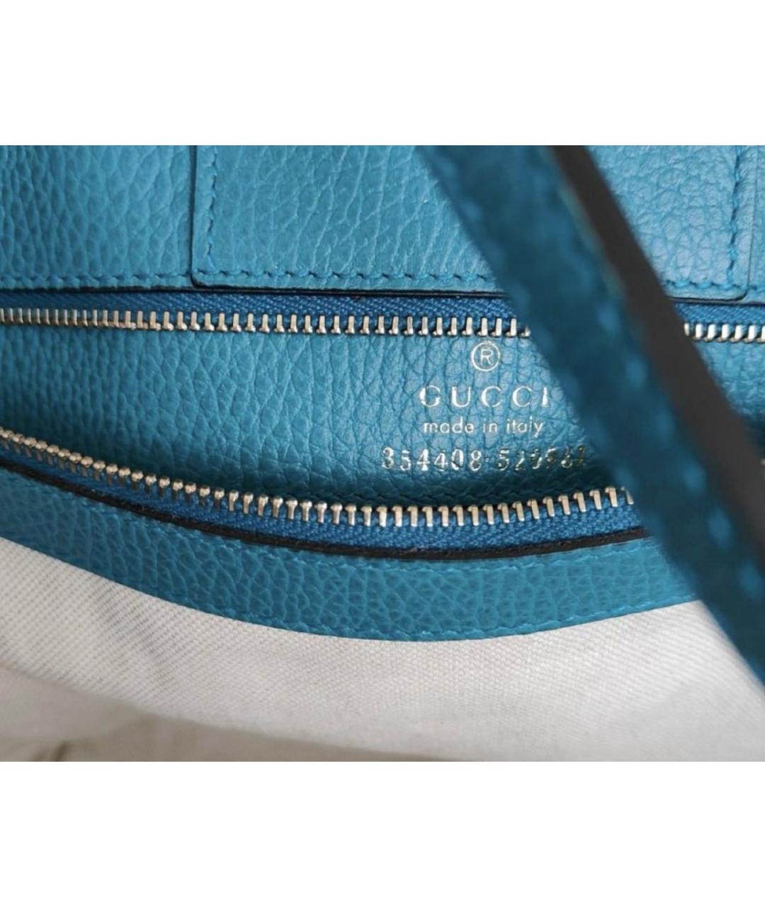 GUCCI Бирюзовая кожаная сумка с короткими ручками, фото 6