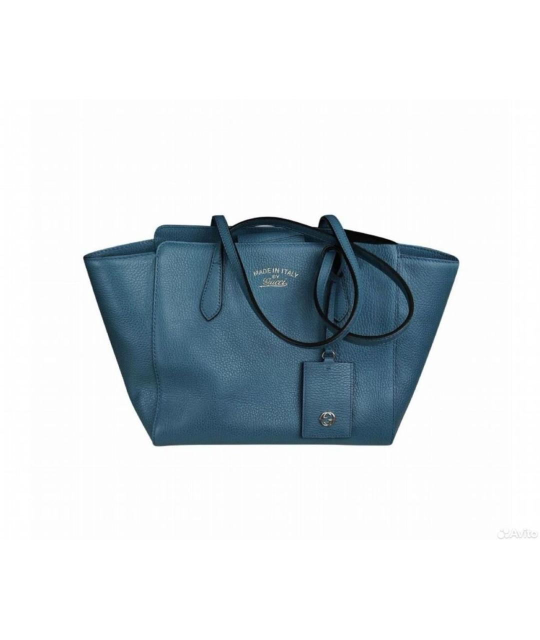 GUCCI Бирюзовая кожаная сумка с короткими ручками, фото 9