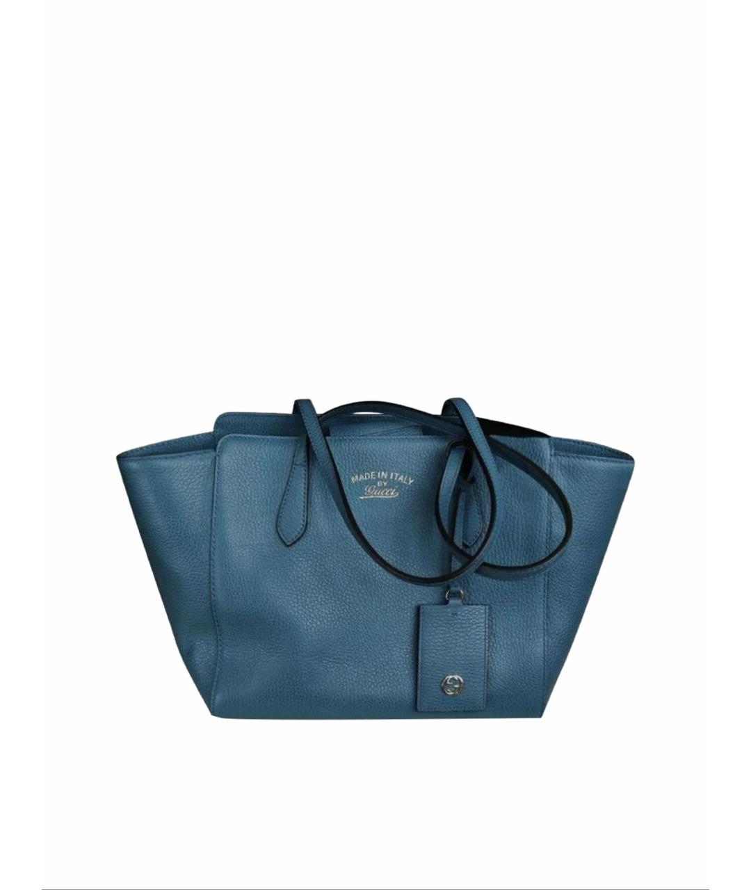 GUCCI Бирюзовая кожаная сумка с короткими ручками, фото 1