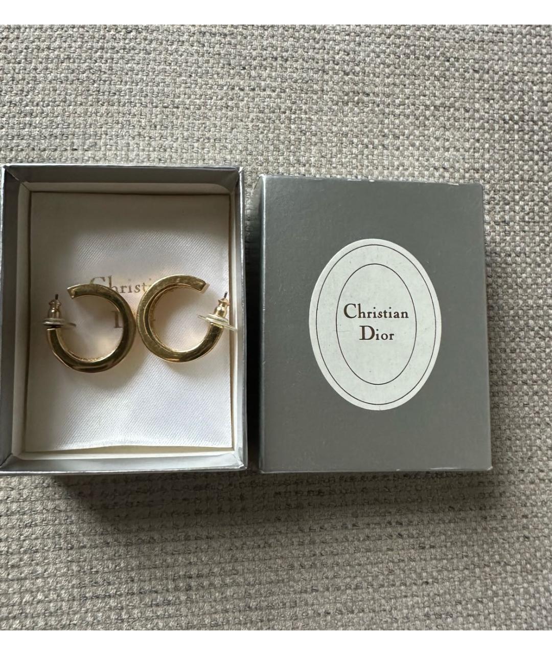 CHRISTIAN DIOR Золотые металлические серьги, фото 8