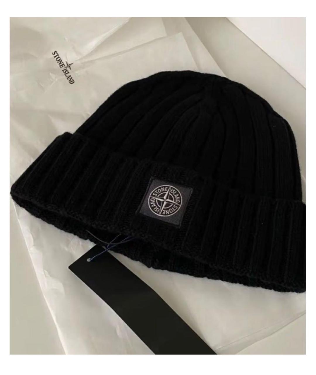 STONE ISLAND Черная шерстяная шапка, фото 5