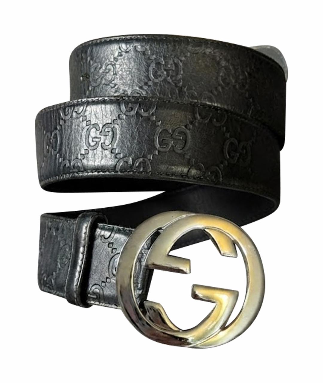 GUCCI Черный кожаный ремень, фото 1
