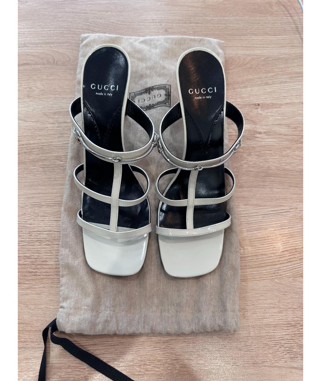 GUCCI Бежевые кожаные босоножки, фото 2