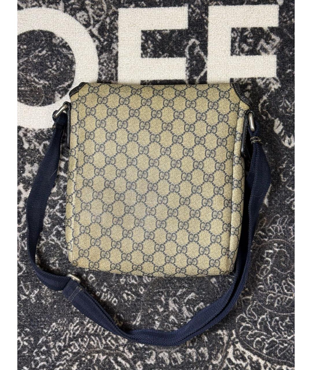 GUCCI Бежевая сумка на плечо из канвы, фото 3