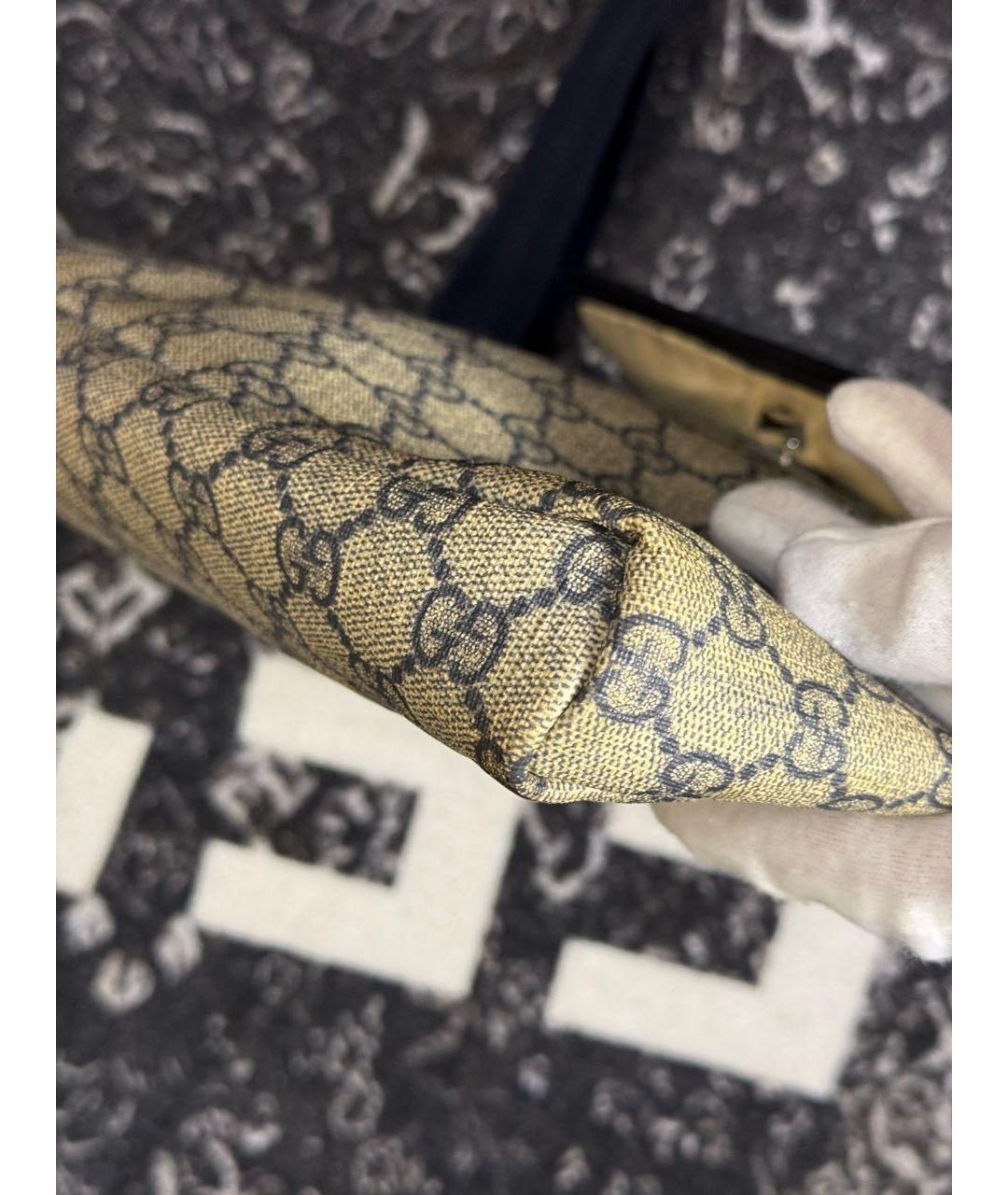 GUCCI Бежевая сумка на плечо из канвы, фото 6