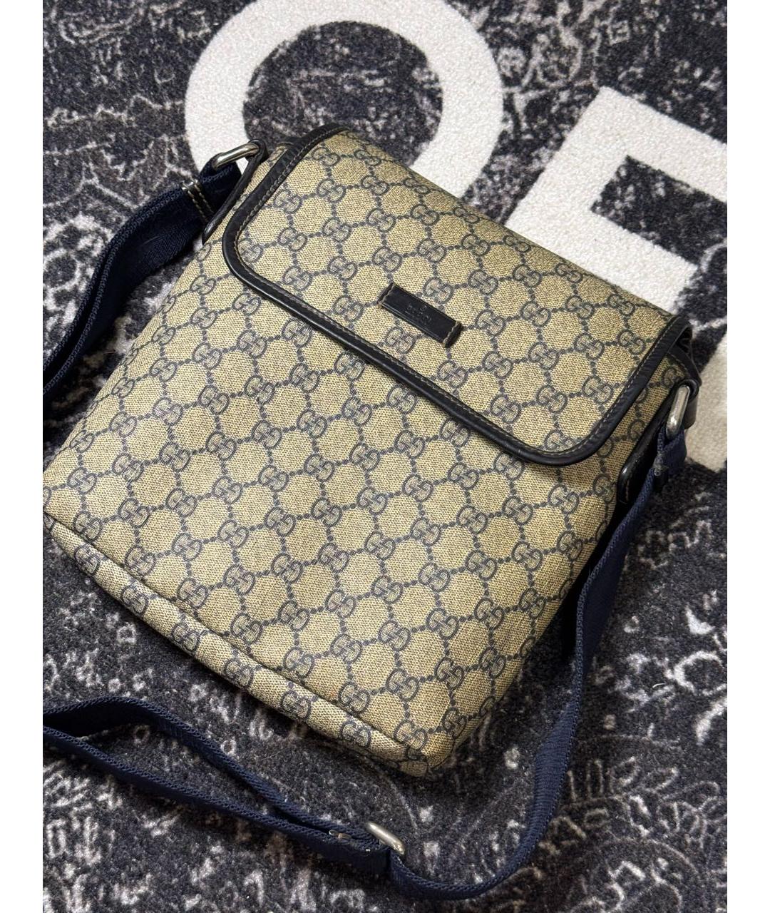 GUCCI Бежевая сумка на плечо из канвы, фото 2