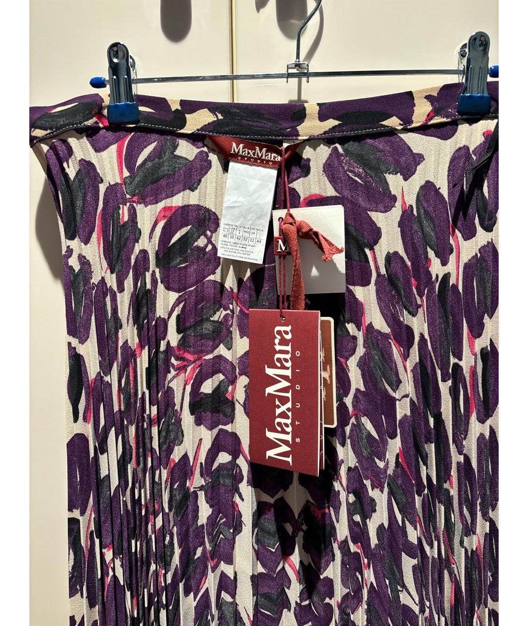MAX MARA STUDIO Мульти полиэстеровая юбка миди, фото 3