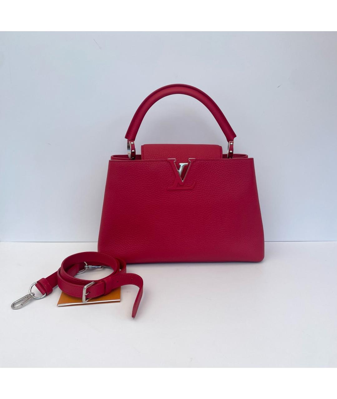 LOUIS VUITTON Красная кожаная сумка тоут, фото 8