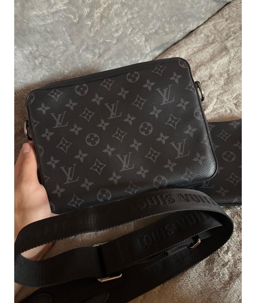 LOUIS VUITTON Черная сумка на плечо из канвы, фото 2