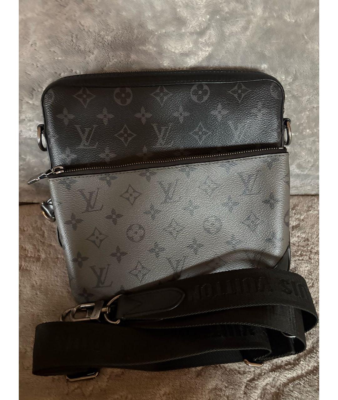 LOUIS VUITTON Черная сумка на плечо из канвы, фото 4
