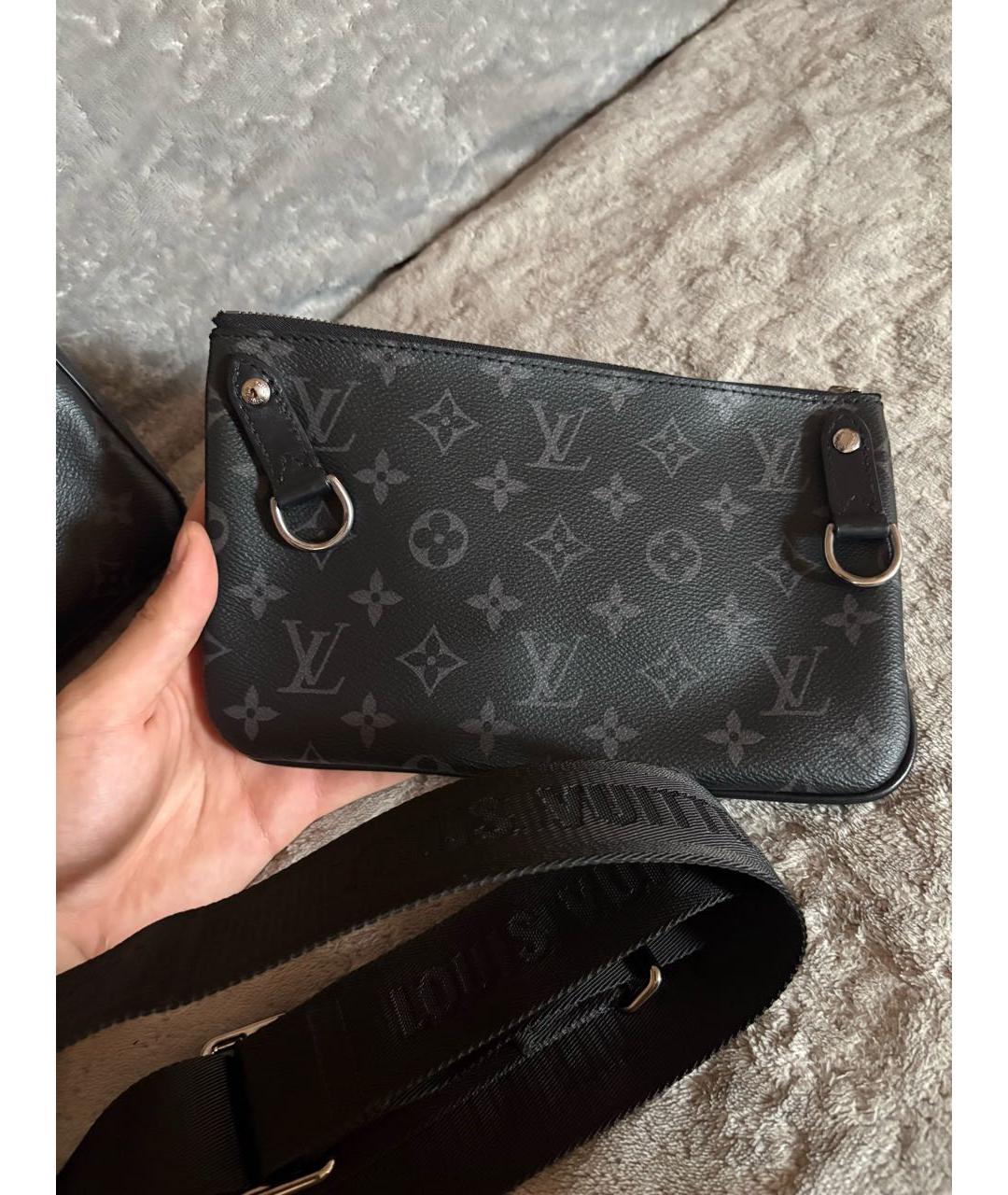 LOUIS VUITTON Черная сумка на плечо из канвы, фото 3
