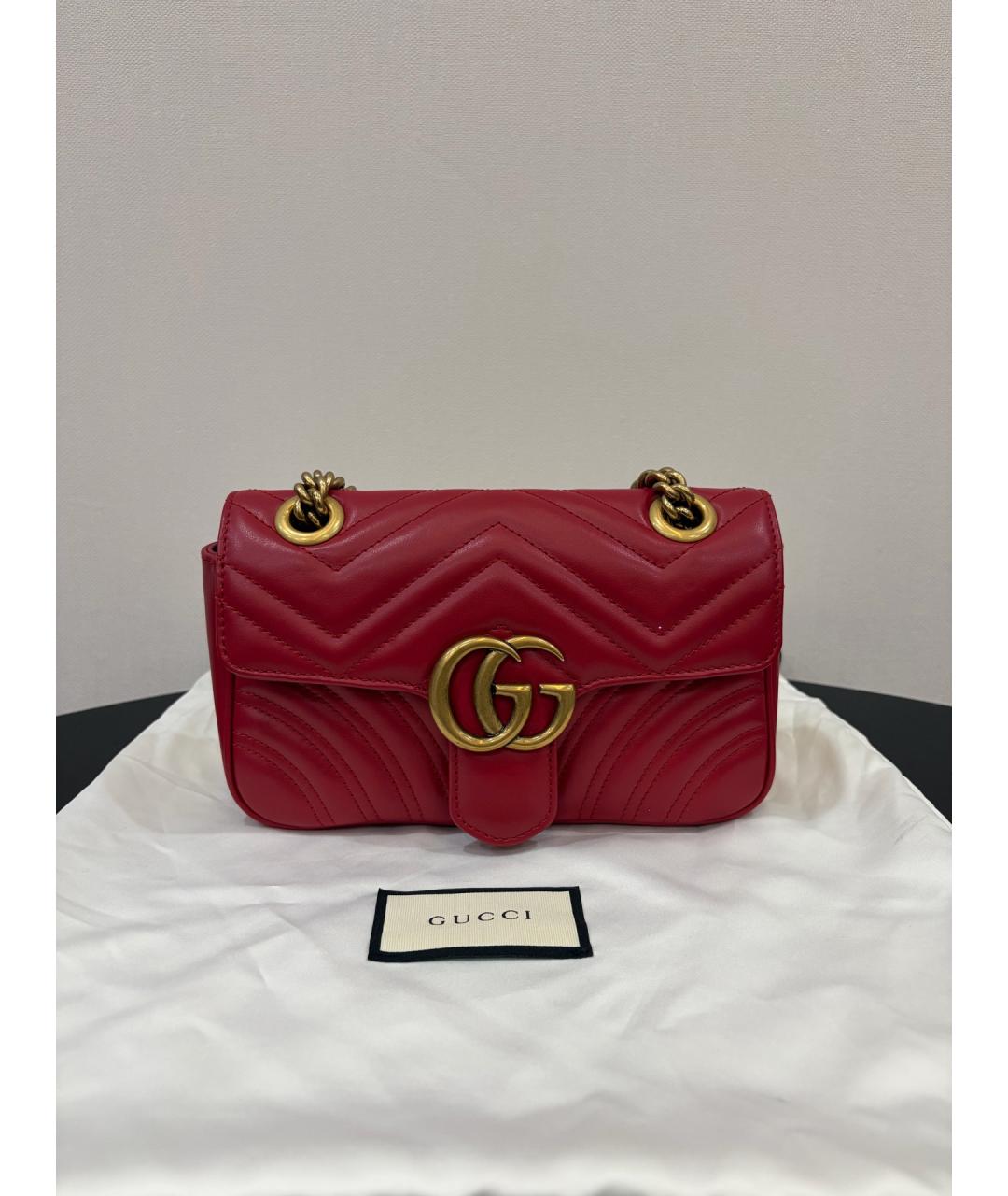 GUCCI Красная кожаная сумка через плечо, фото 7