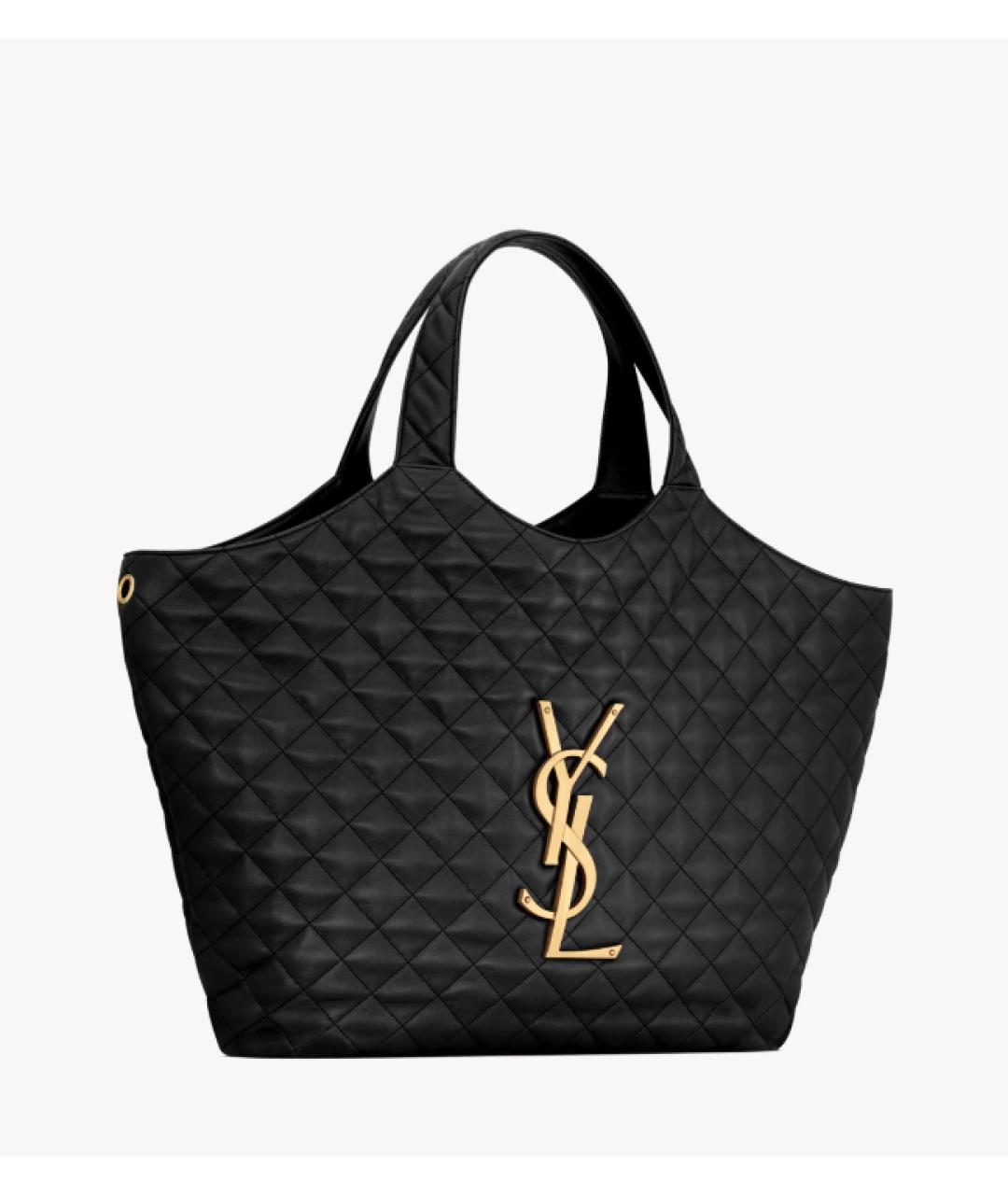 SAINT LAURENT Черная кожаная сумка тоут, фото 2