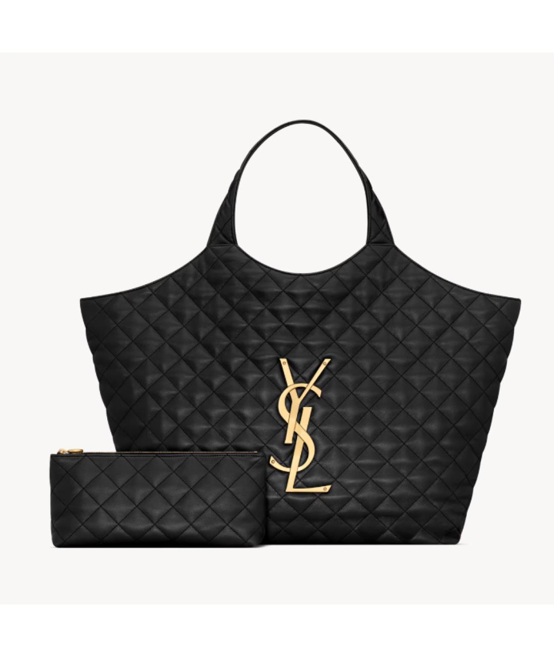 SAINT LAURENT Черная кожаная сумка тоут, фото 4