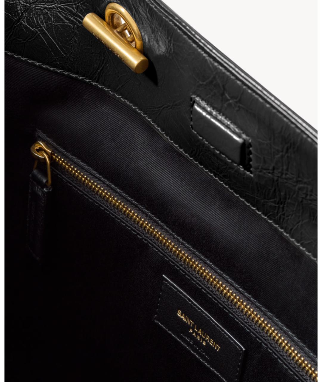 SAINT LAURENT Черная кожаная сумка тоут, фото 3