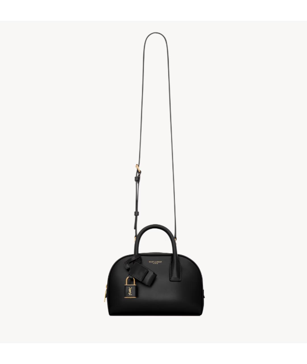 SAINT LAURENT Черная кожаная сумка с короткими ручками, фото 3