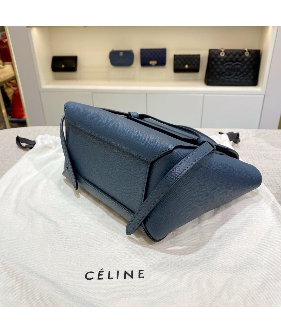 CELINE Синяя кожаная сумка тоут, фото 6