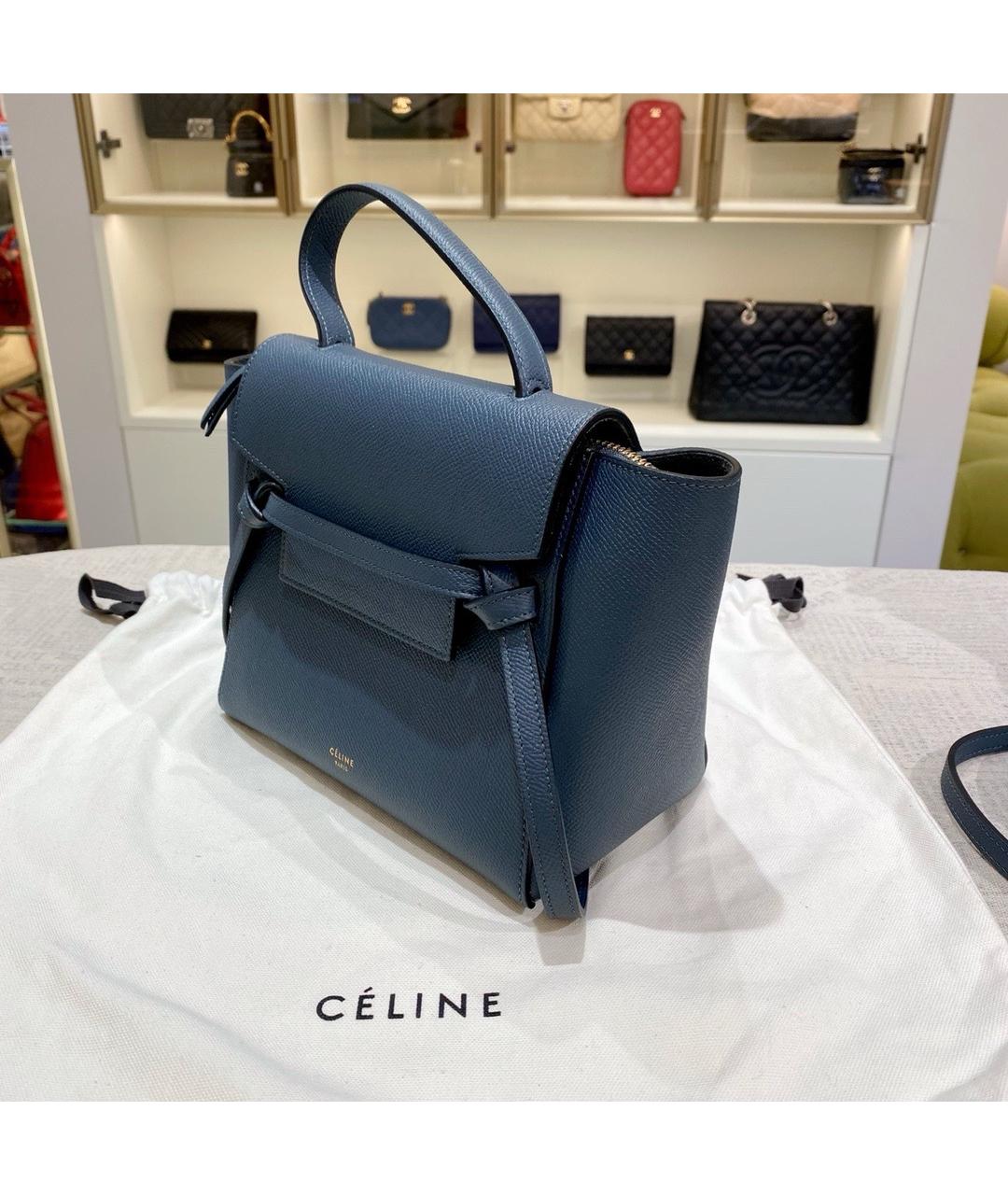CELINE Синяя кожаная сумка тоут, фото 4