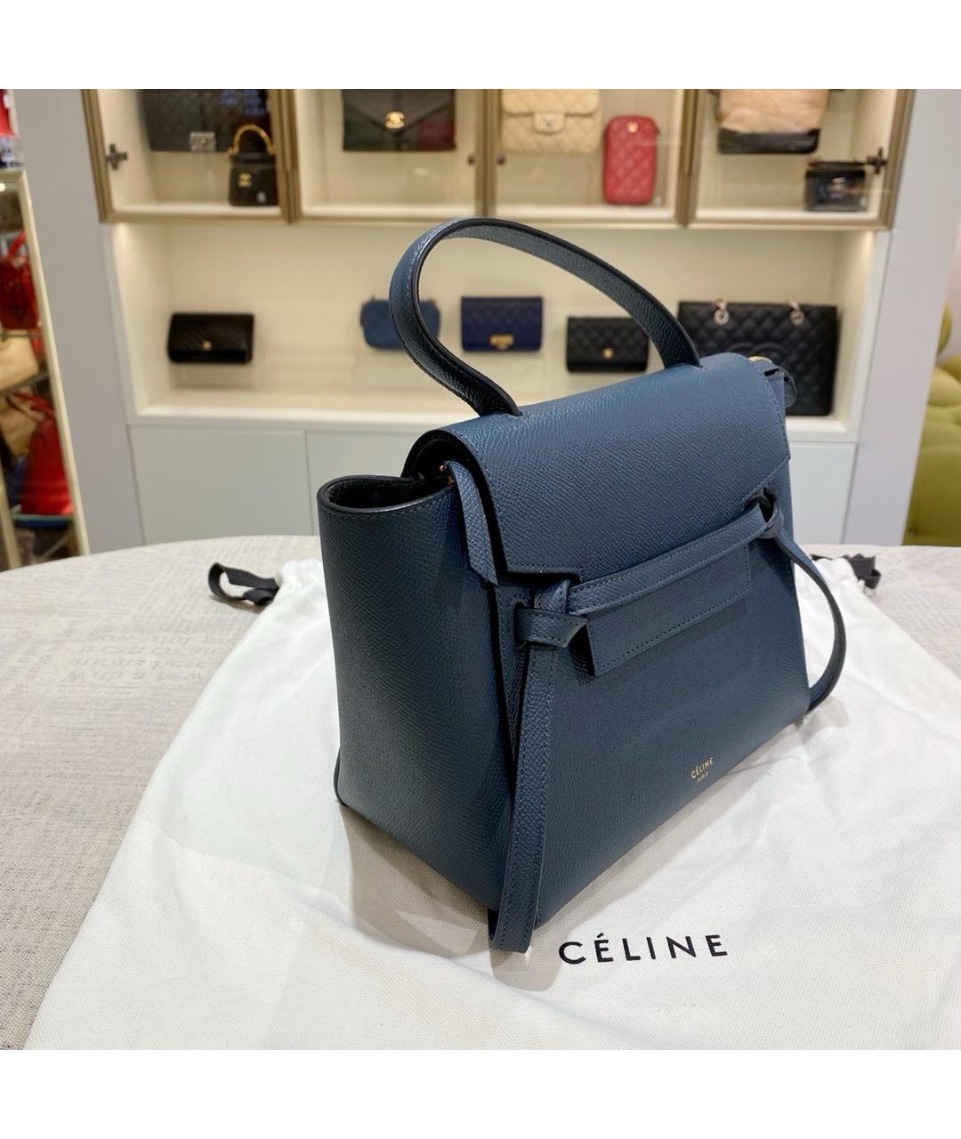 CELINE Синяя кожаная сумка тоут, фото 3