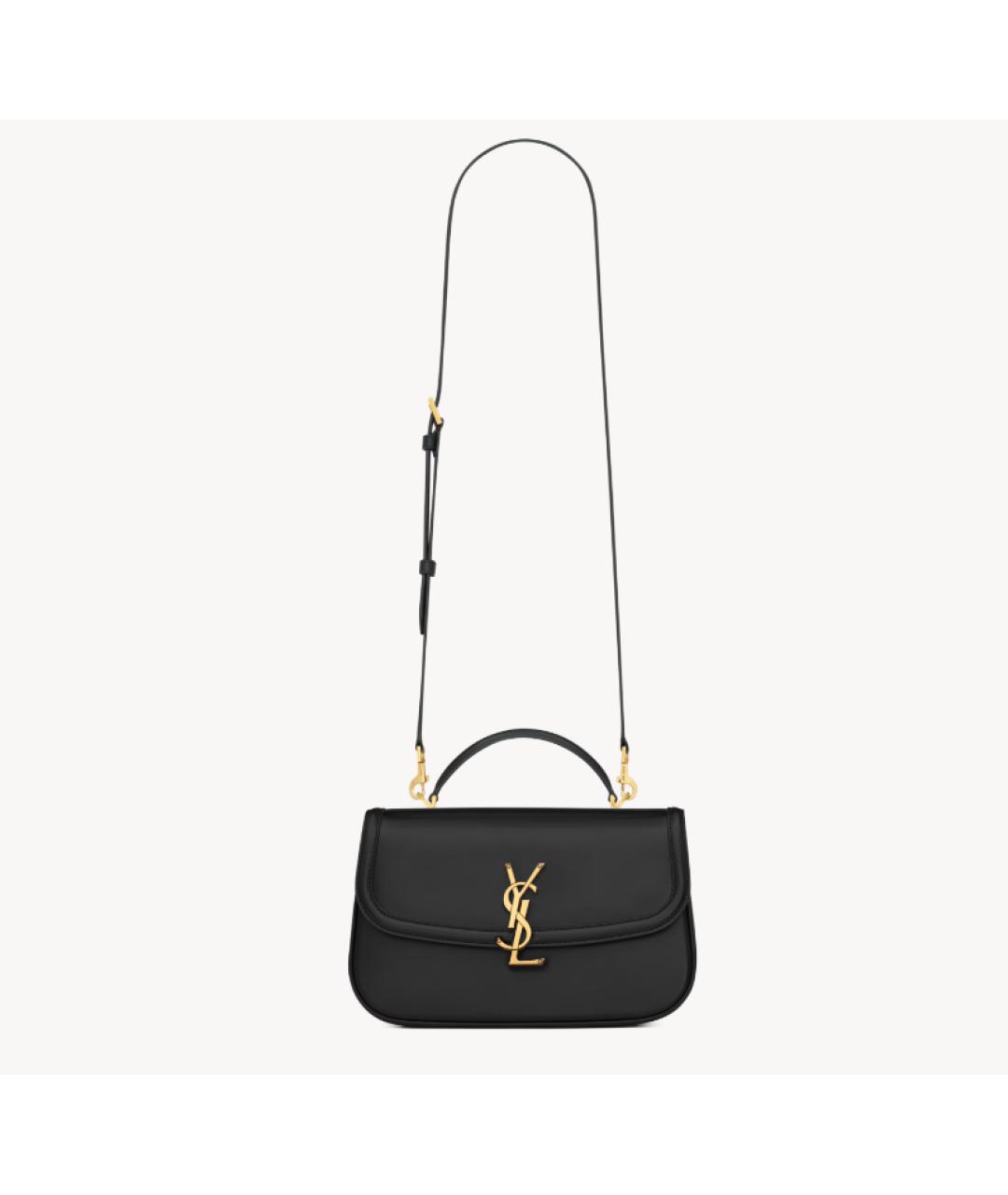 SAINT LAURENT Черная кожаная сумка с короткими ручками, фото 5