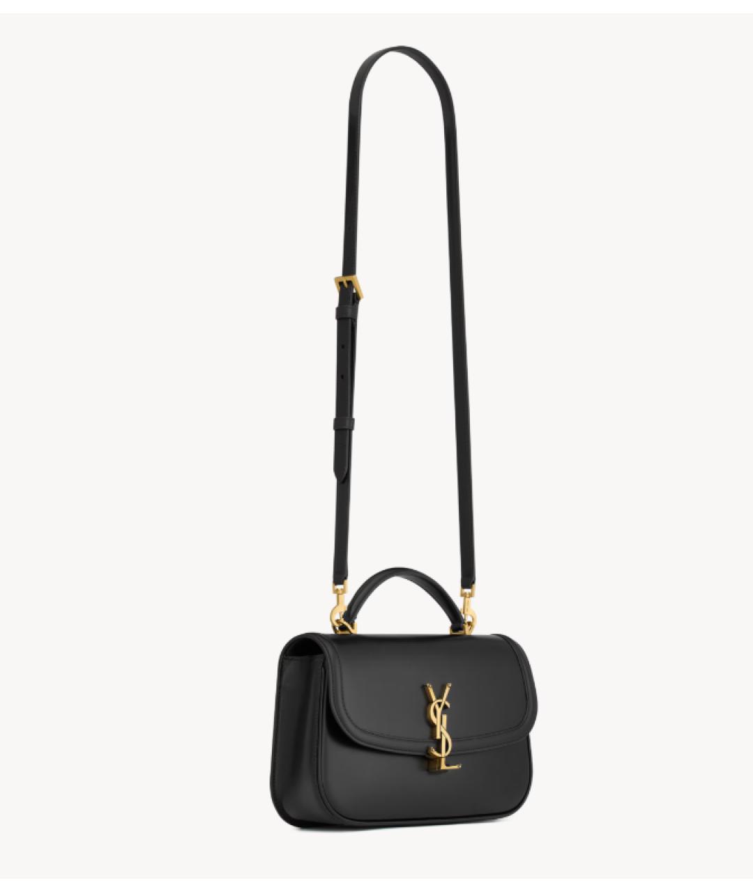 SAINT LAURENT Черная кожаная сумка с короткими ручками, фото 2