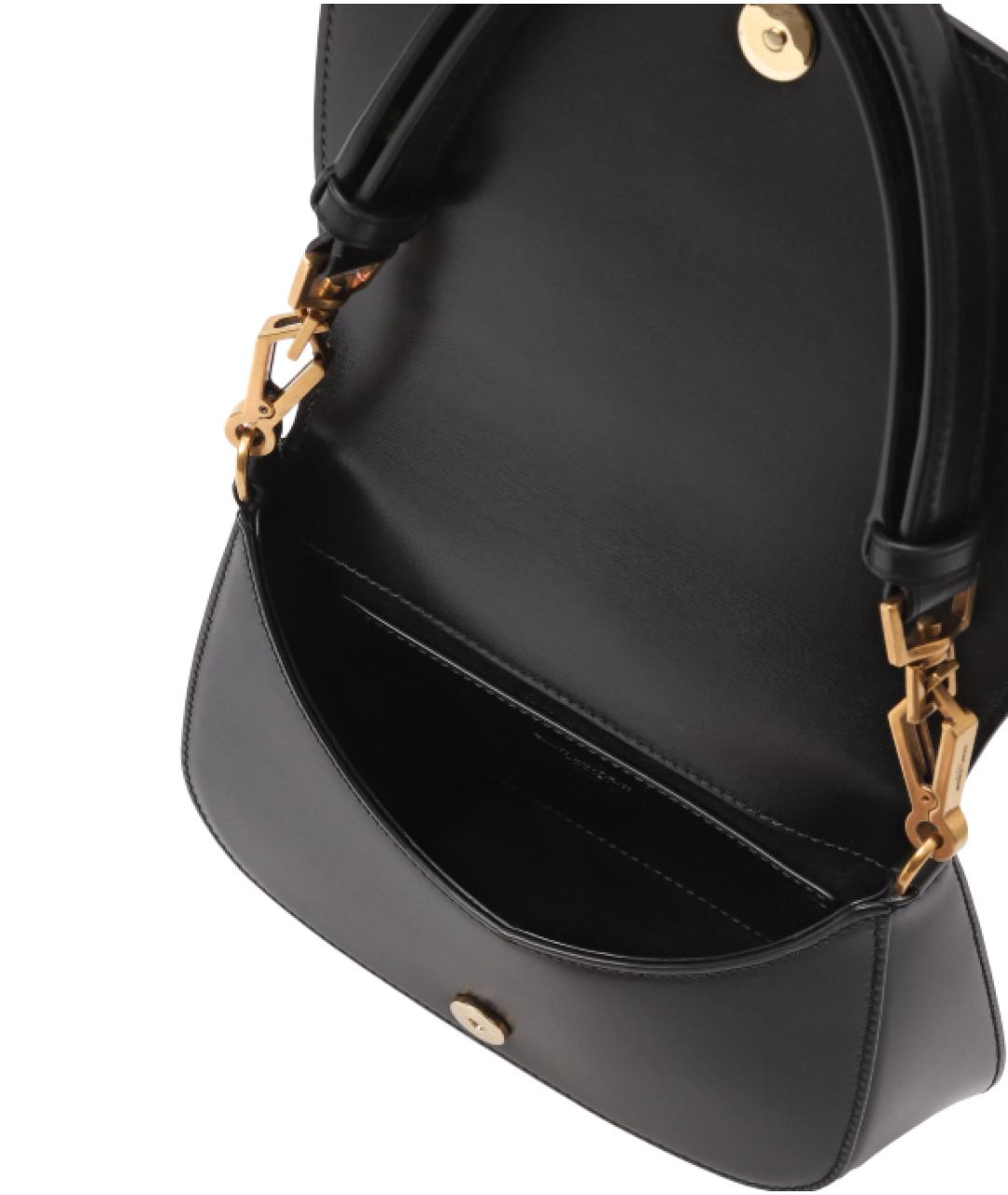 SAINT LAURENT Черная кожаная сумка с короткими ручками, фото 2