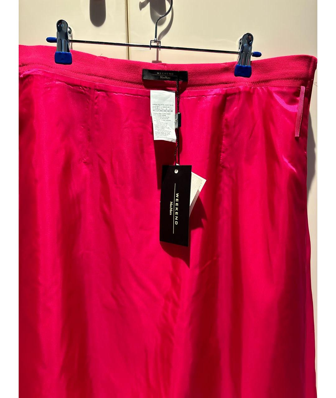 WEEKEND MAX MARA Розовая полиэстеровая юбка миди, фото 3