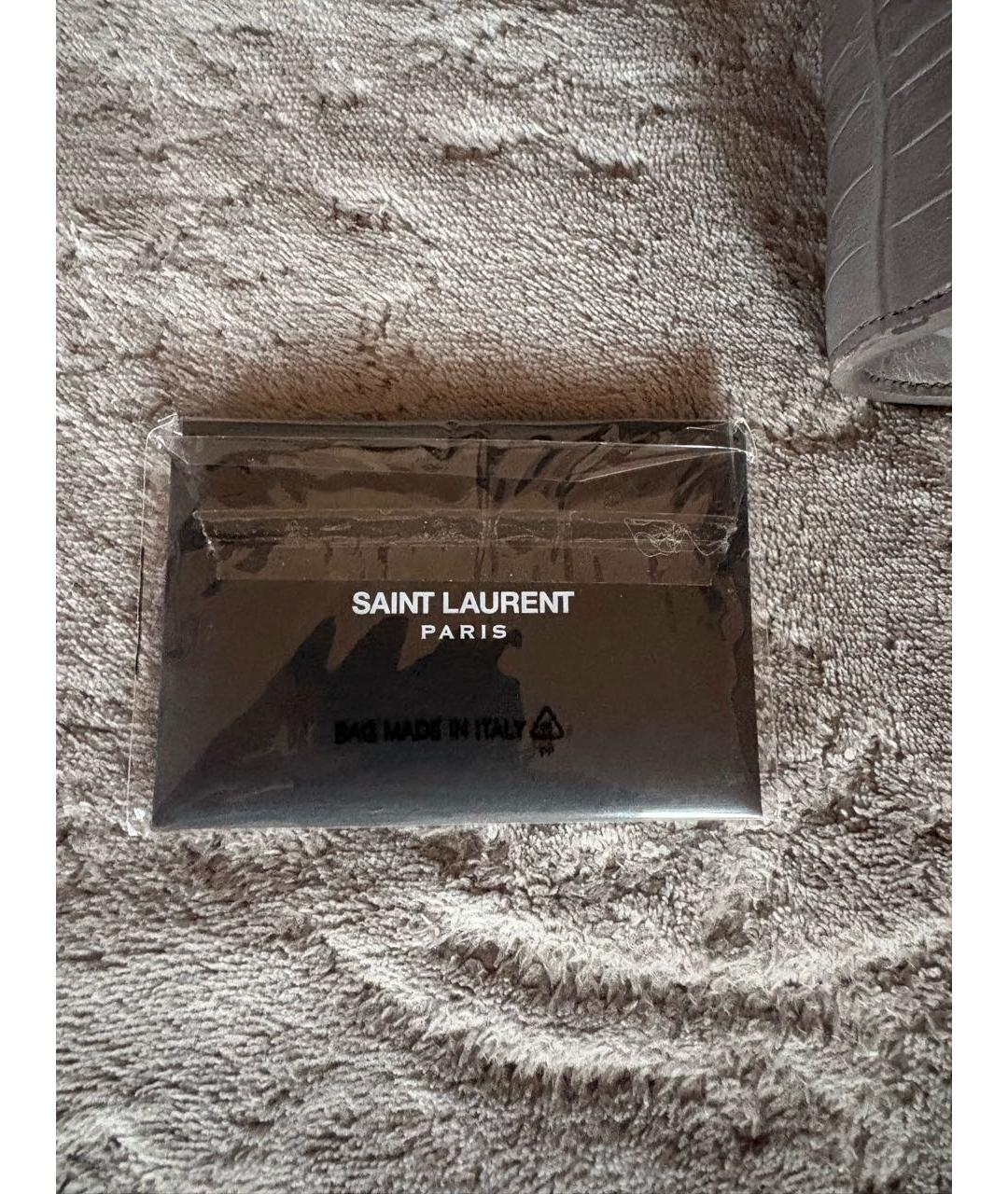 SAINT LAURENT Антрацитовая кожаная сумка с короткими ручками, фото 6