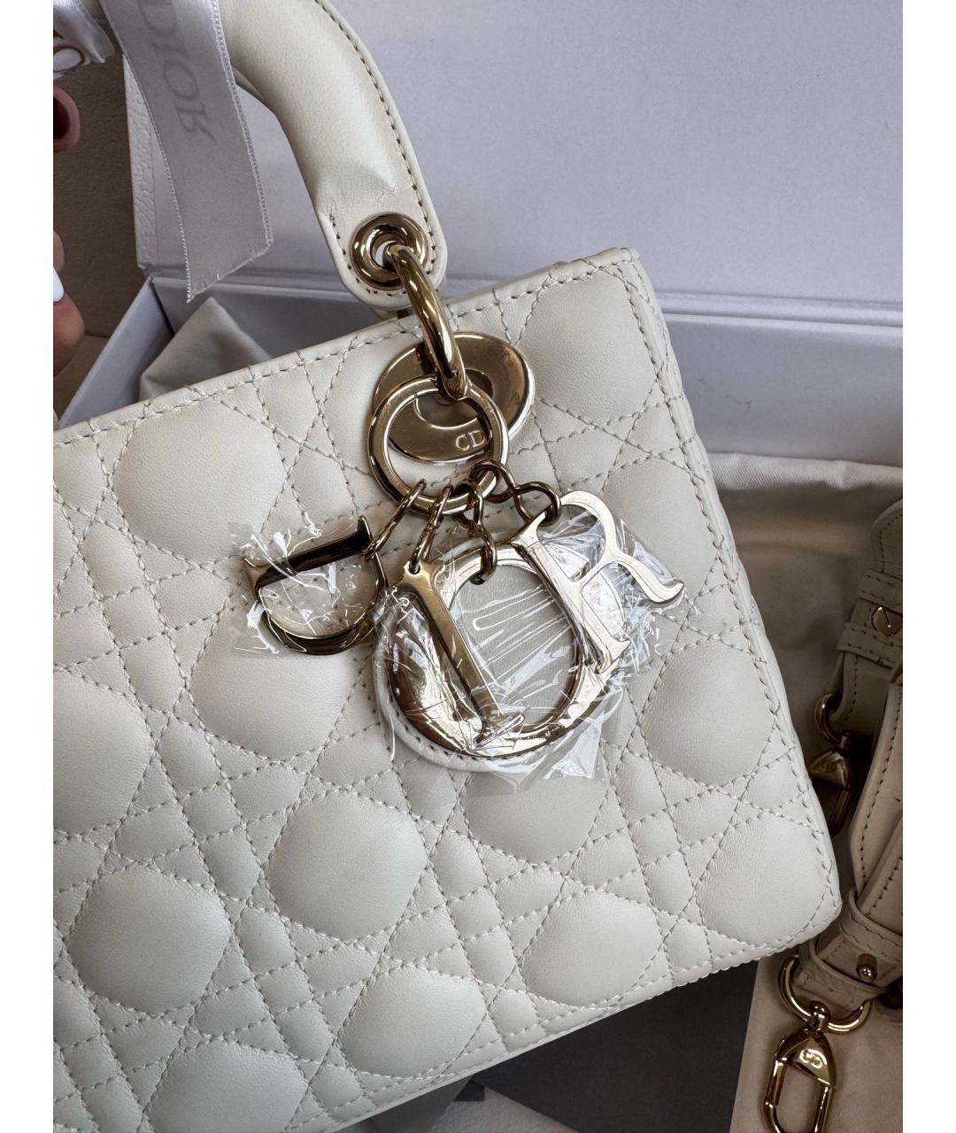 CHRISTIAN DIOR Белая кожаная сумка тоут, фото 3