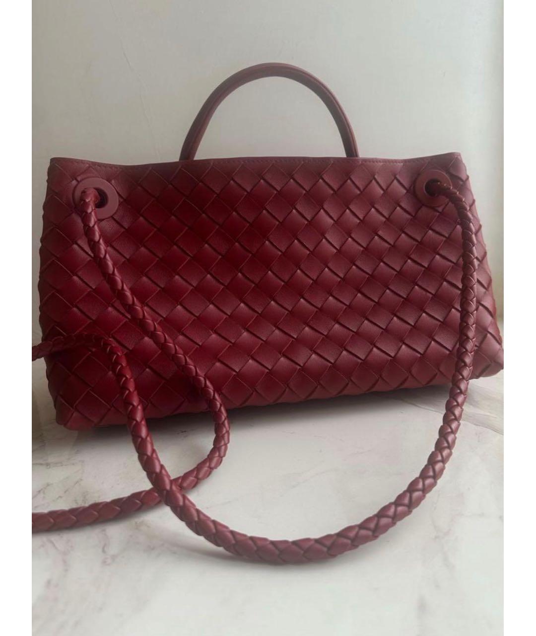 BOTTEGA VENETA Бордовая кожаная сумка с короткими ручками, фото 3